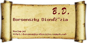 Borsenszky Dionízia névjegykártya